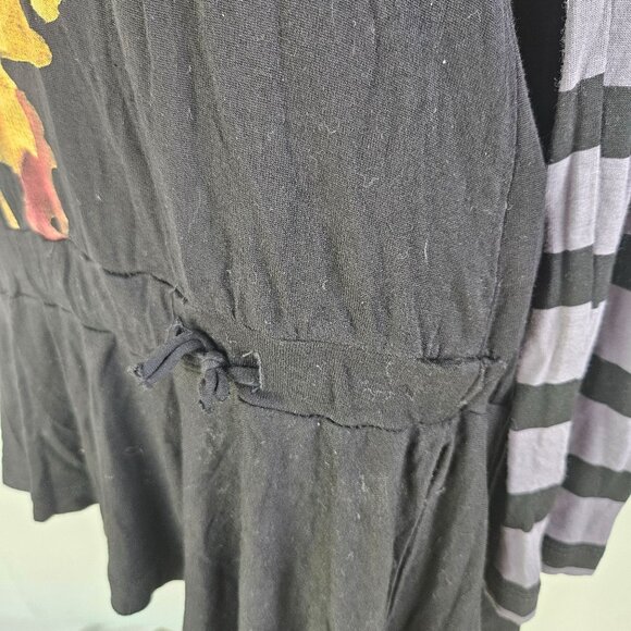 Desigual Damen Black Floral Stripe Tunic Top Sz Medium Asymmetric Hem - Picture 6 of 16